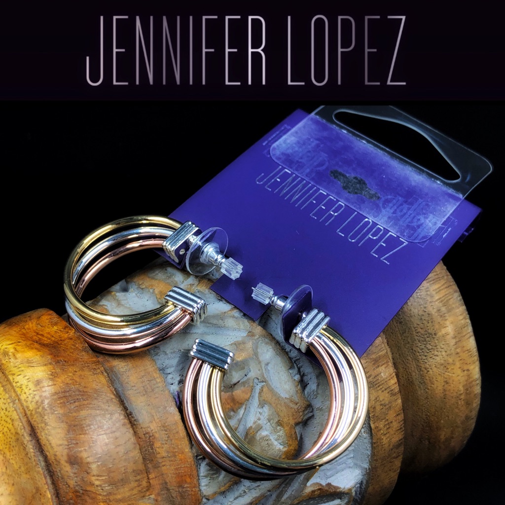 Jennifer Lopez 3 Tone C Hoop Earrings 32$